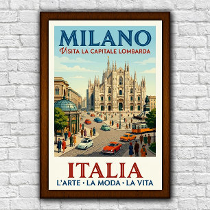 ヴィンテージ 1960年代 ミラノ イタリア 旅行ポスター ポスター