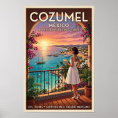 ヴィンテージ 1960年代 メキシコ コスメル 旅行ポスター ポスター (正面)