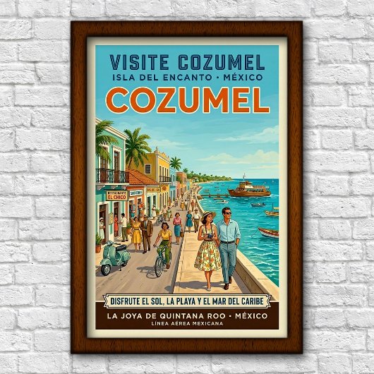 ヴィンテージ 1960年代 メキシコ コスメル 旅行ポスター ポスター