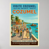 ヴィンテージ 1960年代 メキシコ コスメル 旅行ポスター ポスター (正面)