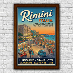 ヴィンテージ 1960年代 リミニ イタリア 旅行ポスター ポスター