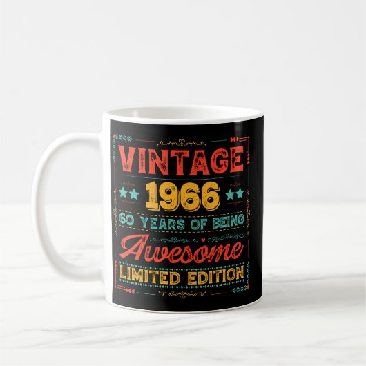 ヴィンテージ 1966 メイドイン1966 60歳の誕生日 60歳 コーヒーマグカップ (左)