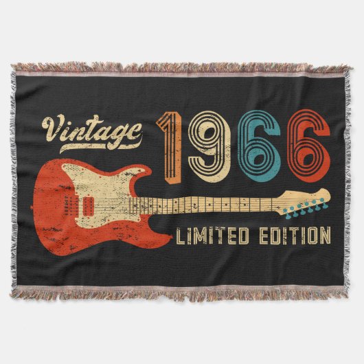 ヴィンテージ 1966 誕生日 エレキギター愛好家ギフト スローブランケット (正面)