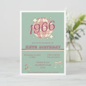 ヴィンテージ 1966 60歳の誕生日 ティールブルーの招待状 招待状 (スタンド正面)