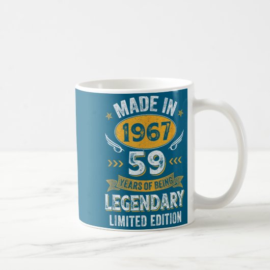 ヴィンテージ 1967 59歳のデザイン コーヒーマグカップ (右)