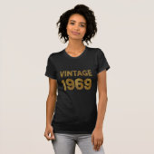 ヴィンテージ 1969年 生まれ ブラックゴールド 誕生日 Tシャツ (正面フル)