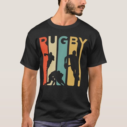 ヴィンテージ 1970年代スタイル ラグビー スポーツ ギフト 少年 Tシャツ (正面)