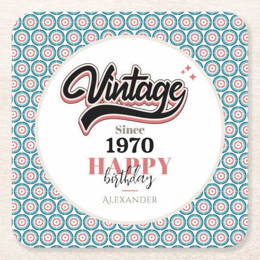 ヴィンテージ- 1970 スクエアペーパーコースター (正面)