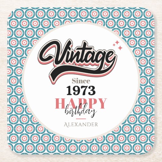 ヴィンテージ- 1973 スクエアペーパーコースター (正面)