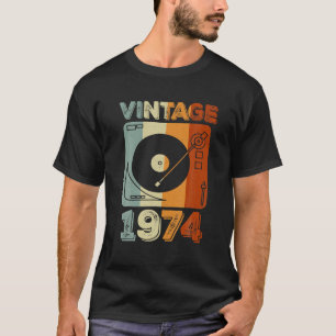 ヴィンテージ 1974年製 50歳 男子 レコードプレーヤー Tシャツ