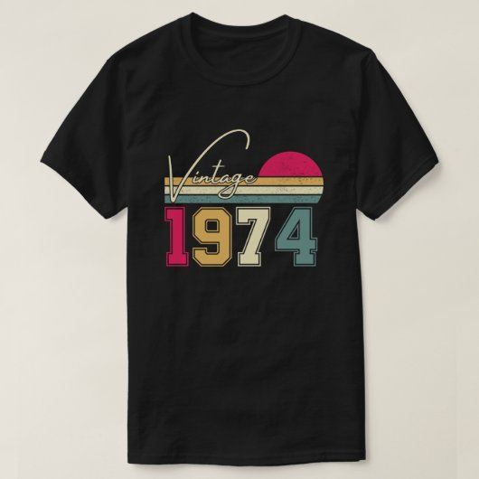 ヴィンテージ 1974年、50歳の誕生日プレゼント Tシャツ (デザイン正面)