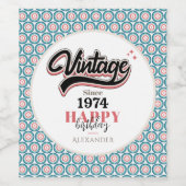 ヴィンテージ- 1974 ワインラベル (シングルラベル)