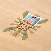 ヴィンテージ 1975 50歳誕生日 フォト アクリル招待状 (レイダウン)