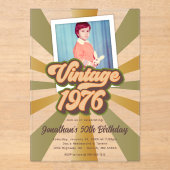 ヴィンテージ 1975 50歳誕生日 フォト アクリル招待状 (正面)