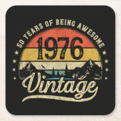 ヴィンテージ 1976年 50歳 50歳の誕生日 スクエアペーパーコースター (正面)