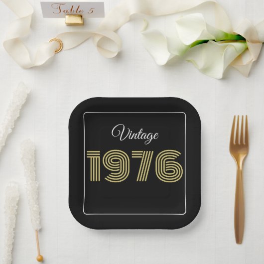 ヴィンテージ 1976 レトロ 誕生日 50歳の誕生日 ペーパープレート (ウェディング)