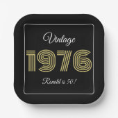 ヴィンテージ 1976 レトロ 誕生日 50歳の誕生日 ペーパープレート (正面)