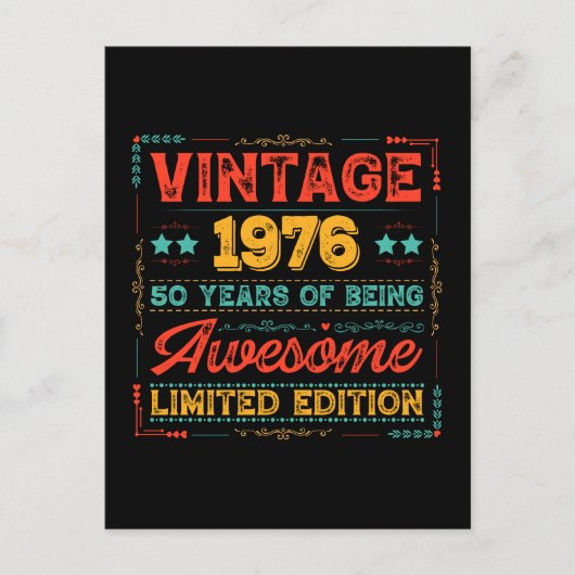 ヴィンテージ 1976 製造 1976年 70歳の誕生日 50周年 ポストカード (正面)