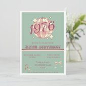 ヴィンテージ 1976 50歳の誕生日 タコイズブルーの招待状 招待状 (スタンド正面)