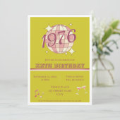 ヴィンテージ 1976 50歳の誕生日 レトロ グリーン 招待状 (スタンド正面)