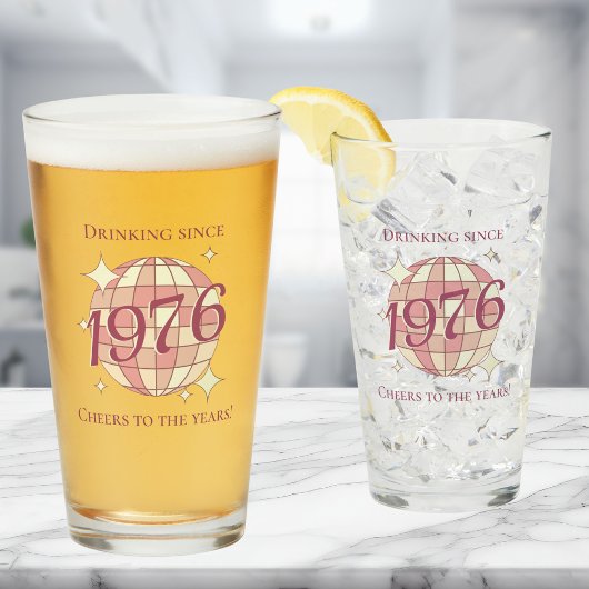 ヴィンテージ 1976 50歳の誕生日 レトロ ビール  タンブラーグラス