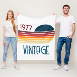 ヴィンテージ 1977 レトロ ストライプ 50歳の誕生日 太陽 フリースブランケット