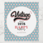 ヴィンテージ- 1978 ワインラベル (シングルラベル)