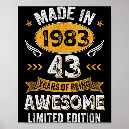 ヴィンテージ 1983 43歳の誕生日 43回目の誕生日 M ポスター (正面)
