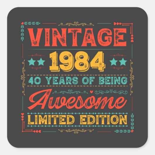 ヴィンテージ 1984 製造 1984年 40歳の誕生日 40年間 スクエアシール (正面)