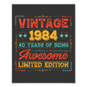ヴィンテージ 1984 製造 1984年 40歳の誕生日 40年間 フォトプリント