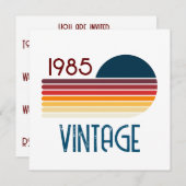 ヴィンテージ 1985 レトロ ストライプ サン 招待状 (正面/裏面)