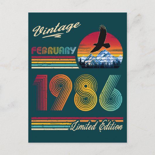 ヴィンテージ 1986年2月 40歳の誕生日 40歳 シーズンポストカード (正面)