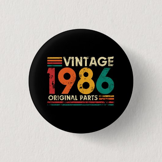 ヴィンテージ 1986 オリジナルパーツ 40歳の誕生日 缶バッジ (正面)