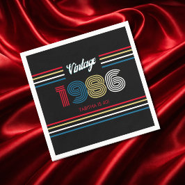 ヴィンテージ 1986 レトロ ストライプ カラフル 40歳の誕生日 スタンダードカクテルナプキン