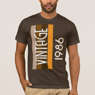 ヴィンテージ 1986 レトロ ストライプ ブラウン タン ヴィンテージ Tシャツ