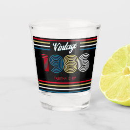 ヴィンテージ 1986 レトロ ストライプ 40歳の誕生日記念品 ショットグラス