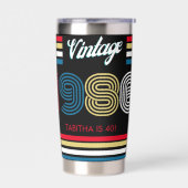ヴィンテージ 1986 レトロ ストライプ 40歳の誕生日記念品 保温保冷タンブラー (左面)