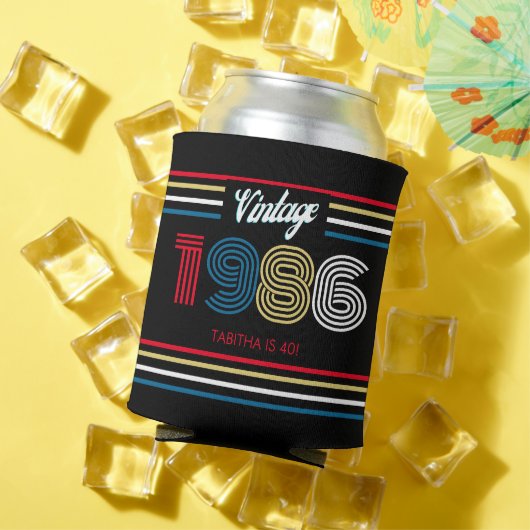ヴィンテージ 1986 レトロ ストライプ 40歳の誕生日記念品 缶クーラー (インサイチュ 夏)