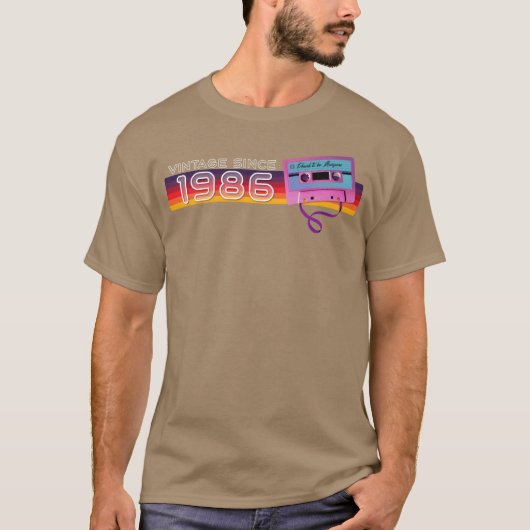 ヴィンテージ 1986 レトロ ヴィンテージ 懐かしい 誕生日 フリー Tシャツ (正面)