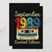 ヴィンテージ 1989年7月 カセットテープ 32歳の誕生日 招待状 (正面/裏面)