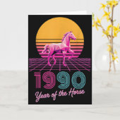 ヴィンテージ 1990 馬の年 ルナライダー CNY 十二支 カード (黄色い花)