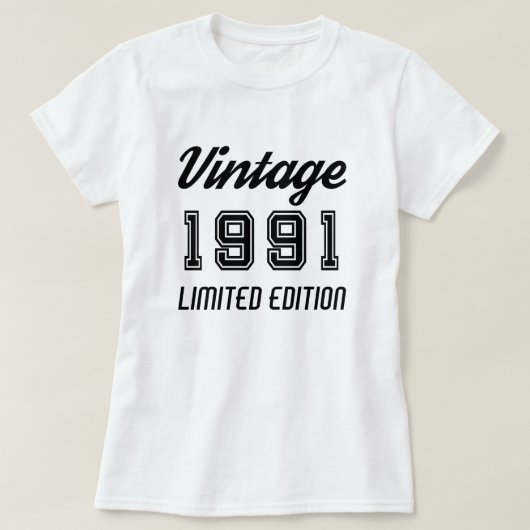 ヴィンテージ 1991 限定版 誕生日 アニバーサリー Tシャツ (デザイン正面)