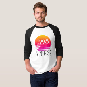 ヴィンテージ 1995 ネオン レトロ ストライプ サン 30歳の誕生日 Tシャツ