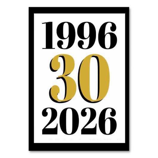 ヴィンテージ 1996年 マイルストーン 30歳の誕生日 テーブルナンバー (正面)