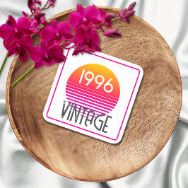 ヴィンテージ 1996 ネオン レトロ ストライプ サン 30歳の誕生日 スクエアペーパーコースター