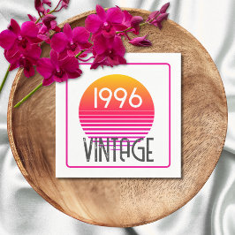 ヴィンテージ 1996 ネオン レトロ ストライプ サン 30歳の誕生日 スタンダードカクテルナプキン