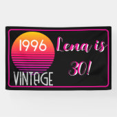ヴィンテージ 1996 ネオン レトロ ストライプ サン 30歳の誕生日 横断幕 (横)