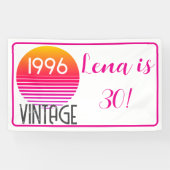 ヴィンテージ 1996 ネオン レトロ ストライプ サン 30歳の誕生日 横断幕 (横)
