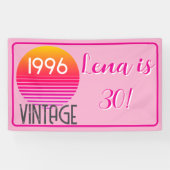 ヴィンテージ 1996 ネオン レトロ ストライプ サン 30歳の誕生日 横断幕 (横)