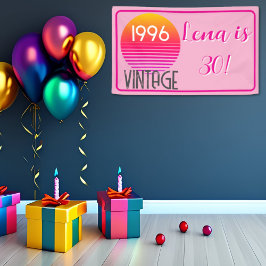 ヴィンテージ 1996 ネオン レトロ ストライプ サン 30歳の誕生日 横断幕